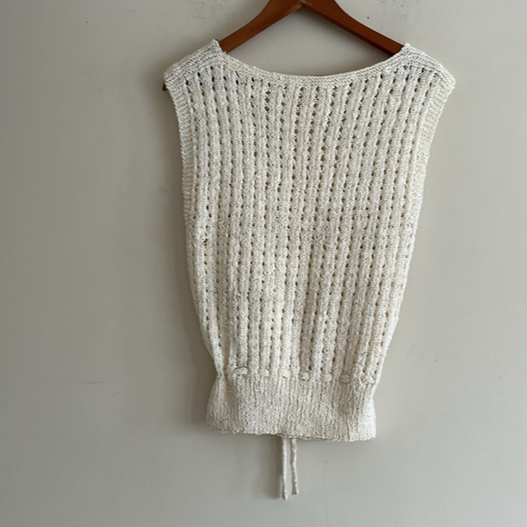 Sweet Vintage Off White Hand Crochet Sweater Vest Size Small - Picture 9 of 13